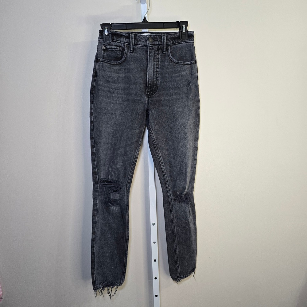 Abercrombie & Fitch Skinny High Rise Black Wash Distressed Jeans Ladies sz 0R/25